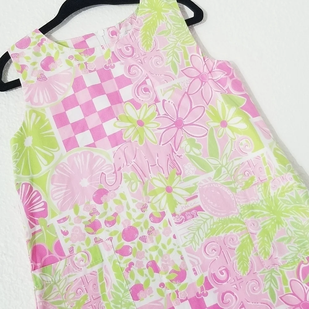 LILLY PULITZER Vintage White Tag Toddler Girl Green Citrus Shift Dress